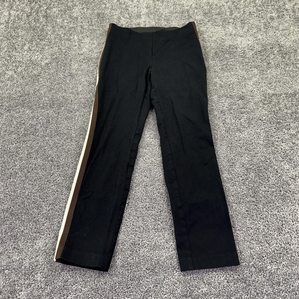 A New Day Pants Womens 4 Black Side Stripe Elastic Waist Stretch Slim Chino